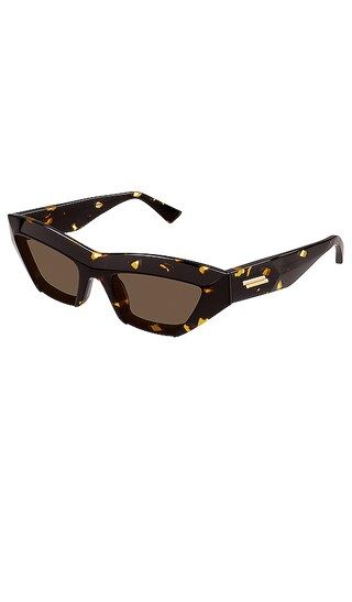 Edgy Narrow Cat Eye Sunglasses in Shiny Spotted Havana | Revolve Clothing (Global)