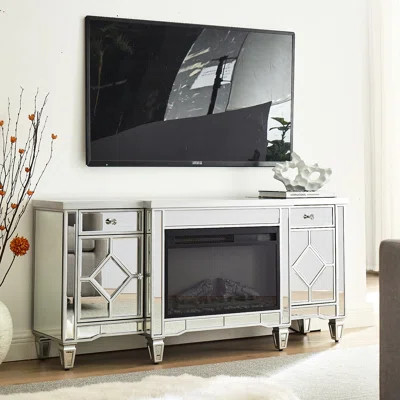 Modern Electric Fireplace, 57" Length, Silver Color, Energy Saving, Adjustable Flame & Heat, Overheat Protection, For Activity Rooms Fireplace With Fi | Wayfair North America