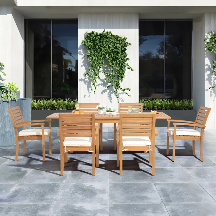 Kilani 6 - Person Rectangular Extendable Outdoor Dining Set with Cushions | Wayfair North America