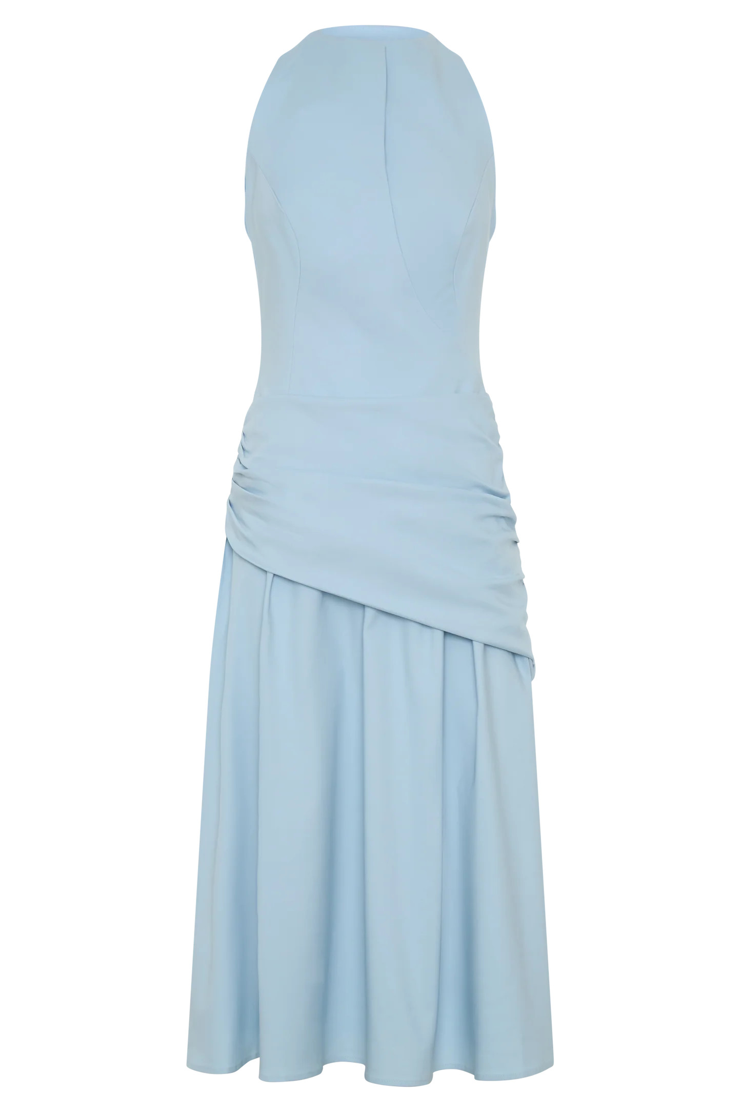 Wrapped Waist Midi Dress - Sky Blue | MESHKI US