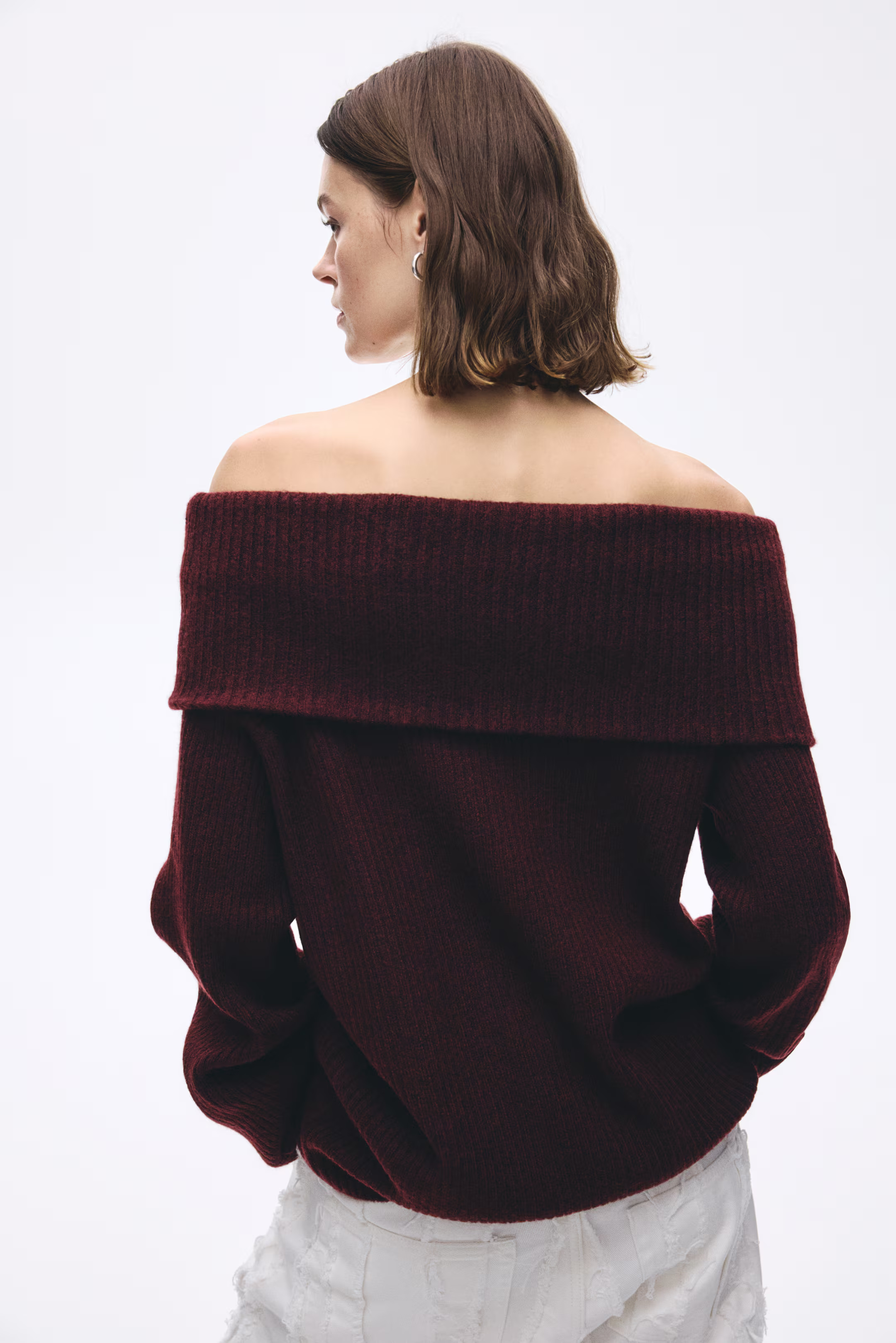 Off-the-Shoulder Sweater - Burgundy - Ladies | H&M US | H&M (US + CA)