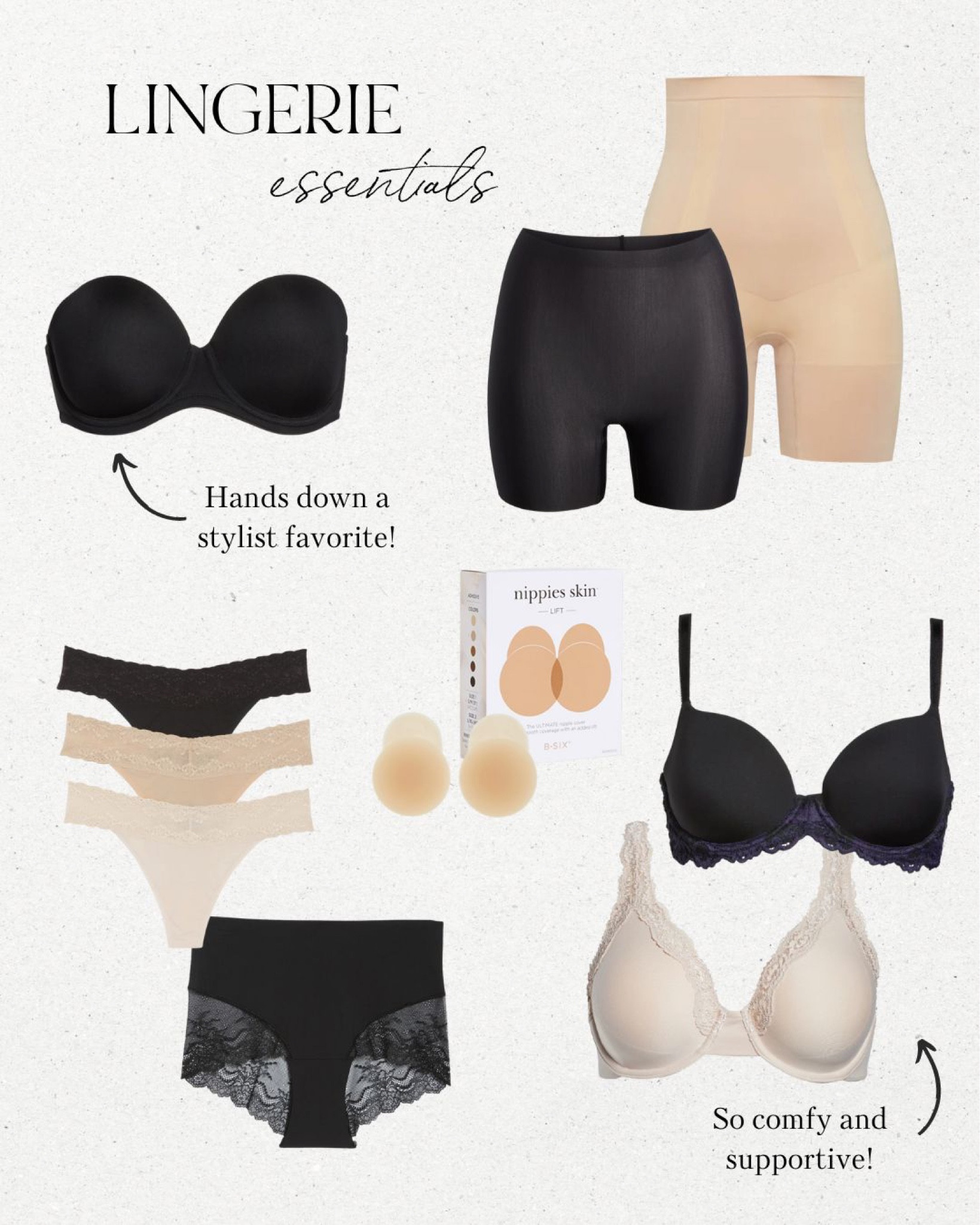 I’m always asked about what strapless bra I wear, what shape wear…all things lingerie! Here’s my favorites everything from Wacoal, Spanx, Natori from bras to panties! Not to mention, these are all best sellers!

#LTKbeauty #LTKstyletip #LTKunder100