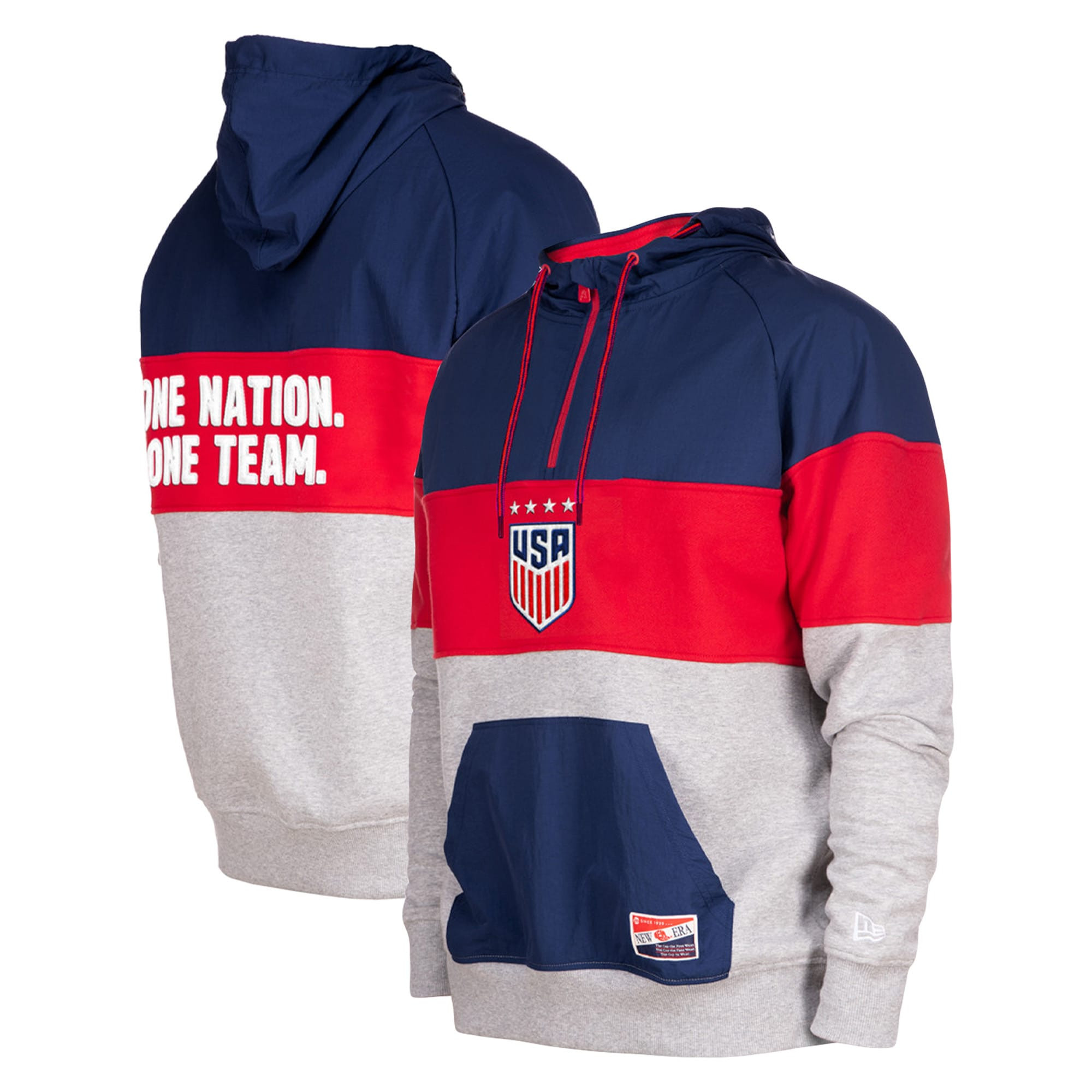 USWNT 5th & Ocean by New Era Raglan Quarter-Zip Hoodie - Navy/Gray | Fanatics