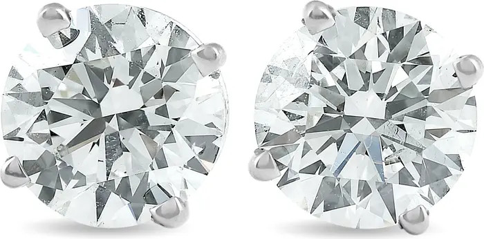 2 Ct TW Round Lab Grown Diamond Studs 14K Gold With Screw Backs | Nordstrom