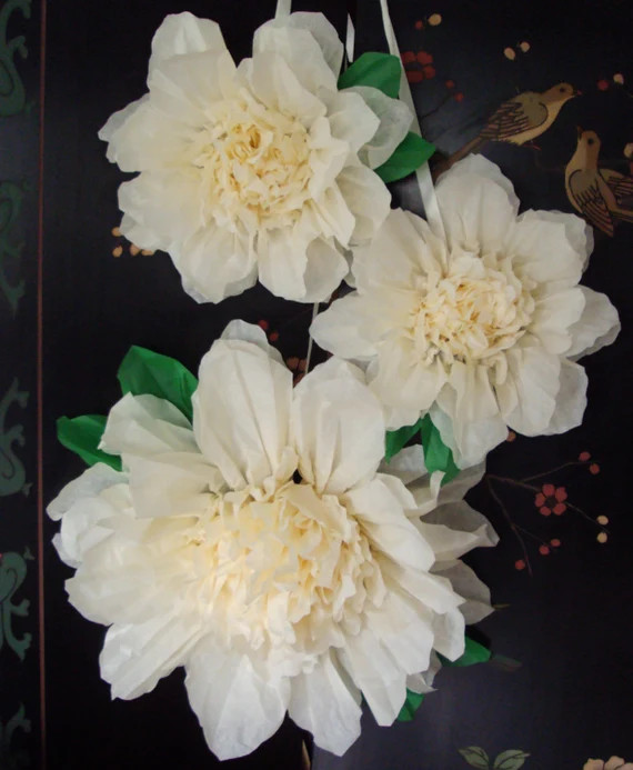 Set of 3 Giant Paper Flowers (Vanilla)- Perfect Decorations for Wedding,Birthday Party&Baby Showe... | Etsy (US)