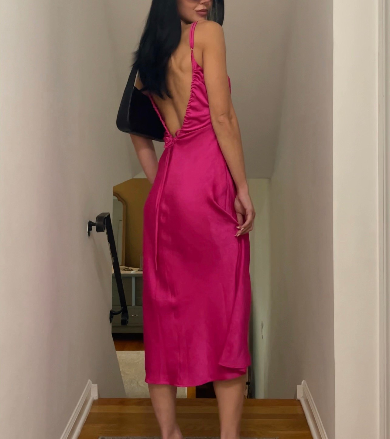 Low cut back satin midi dress
- size small 

#LTKParties #LTKFindsUnder100 #LTKSeasonal