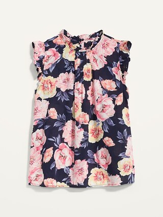 Floral High-Neck Flutter-Sleeve Blouse for Women | Old Navy (CA)