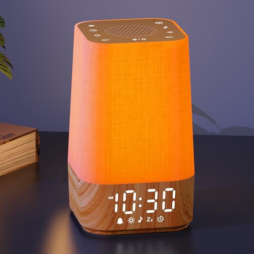 Sunrise Alarm Clock with Noise Machine: Digital Alarm Clock for Bedrooms, Nature Sounds for Gentle Wake Up, 30 Sleep Sounds, Adjustable Brightness & Volume, Timer - Wood Grain | Amazon (US)