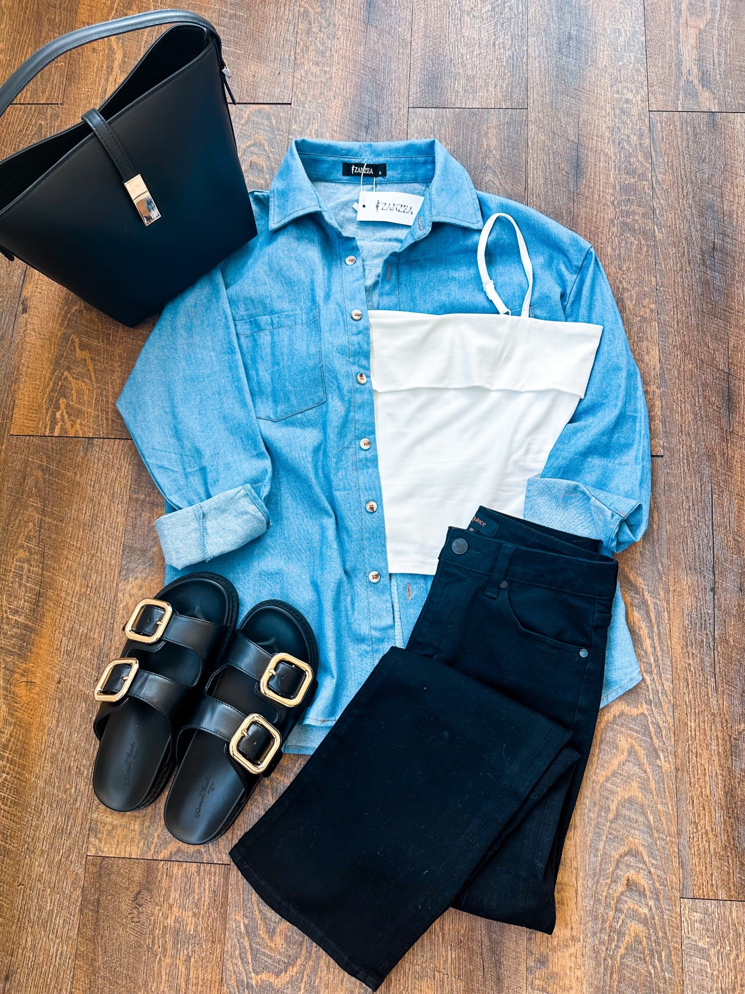 Amazon basic wardrobe pieces! 
Wearing small in all! 
Wearing tts black jeans, shorter option.
Sandals tts 

White tank: XPNJ3JMD 20% off code
Chambray top: MXXN5LEL
Cardigan: WK93V5KV 20% off 

#LTKStyleTip #LTKFindsUnder50 #LTKFindsUnder100