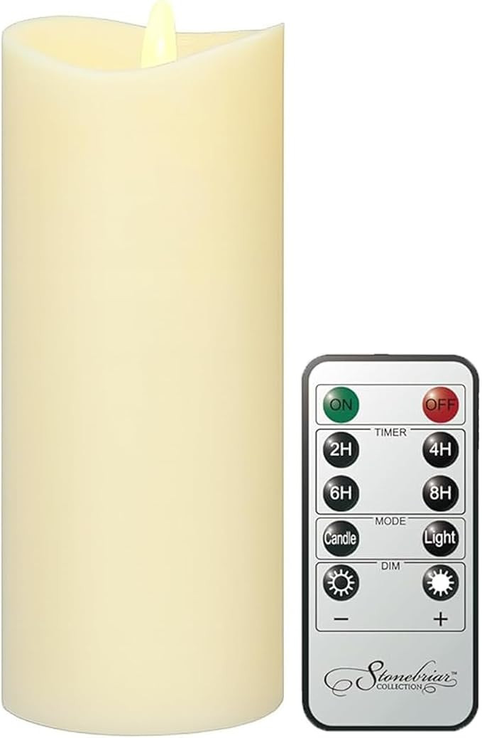 Stonebriar LED Pillar Candles — Remote & Timer, Real Wax Flameless Candles for Home Décor, Wed... | Amazon (US)