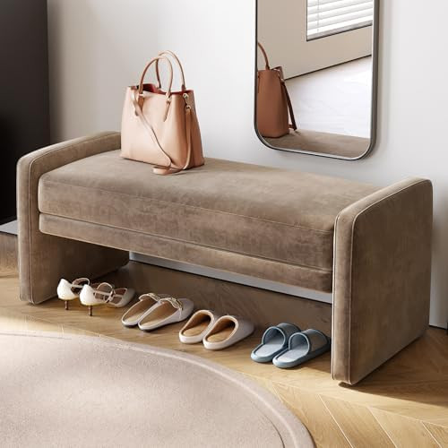 Guyii Brown Shoe Bench for Entryway Bedroom,Comfy Ottoman Entryway Bench End of Bed Bench upholst... | Amazon (US)