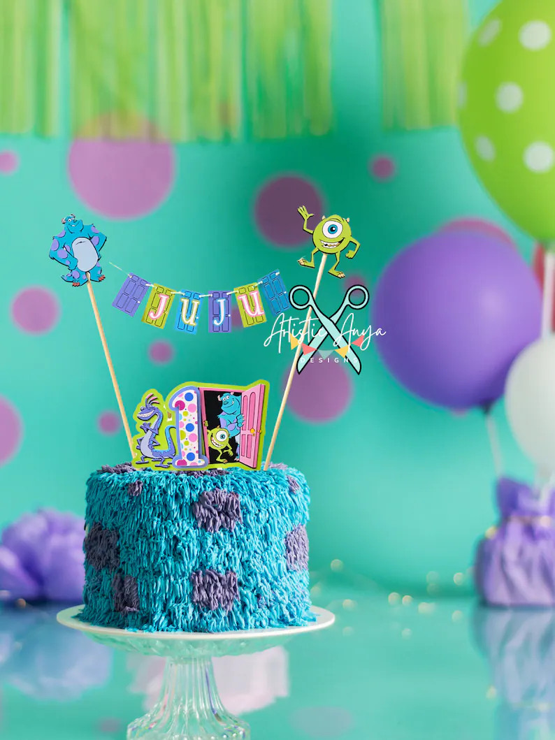 Monsters Inc Bunting Topper with Age Cake Topper- (2 pc set) Monsters Inc Birthday Cake | Etsy (Global)
