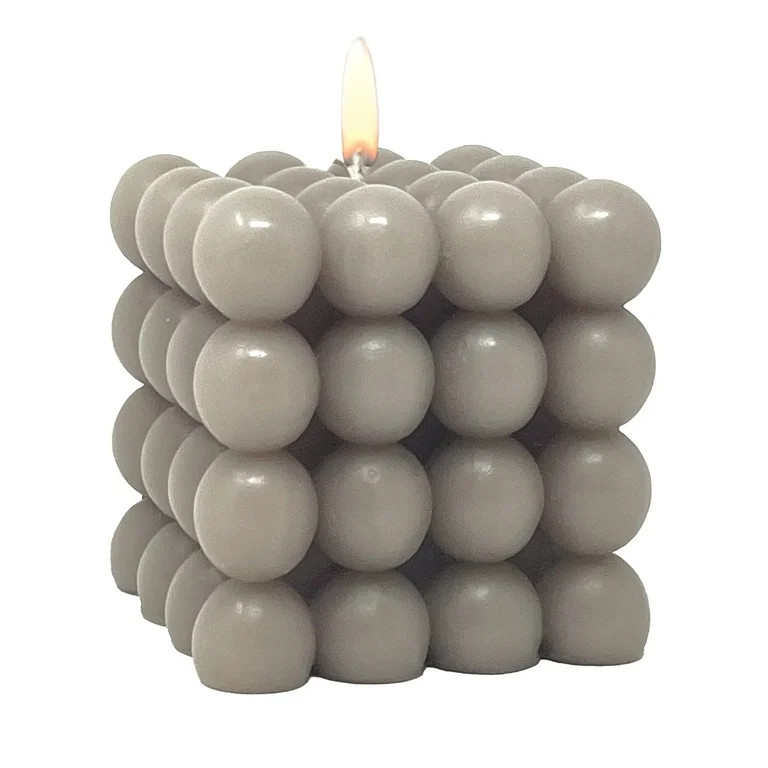 Mainstays Single Wick Square Bubble Candle, Unscented, Taupe | Walmart (US)