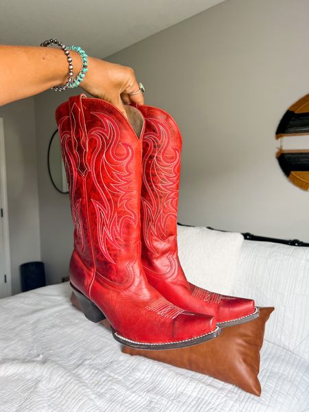 SPICY red cowgirl boots that are affordable! 

#LTKSeasonal #LTKshoecrush #LTKstyletip