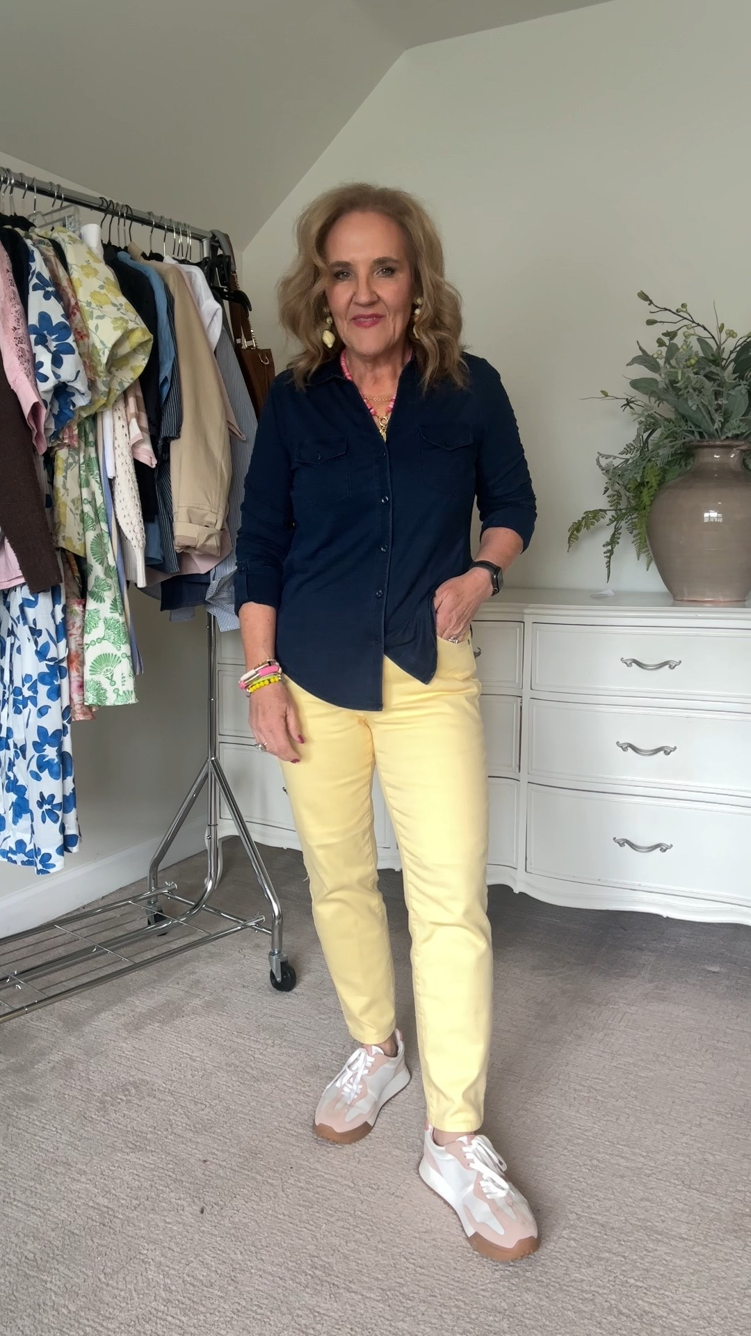 I love this soft knit button up tea that looks like denim but feels like a T-shirt! I am wearing a size 1.0. Chicos is having a sale this weekend!

Slim straight jeans are a great silhouette come in a variety of sizes. I’m wearing an eight petite. 


#LTKWatchNow #LTKOver40 #LTKSaleAlert