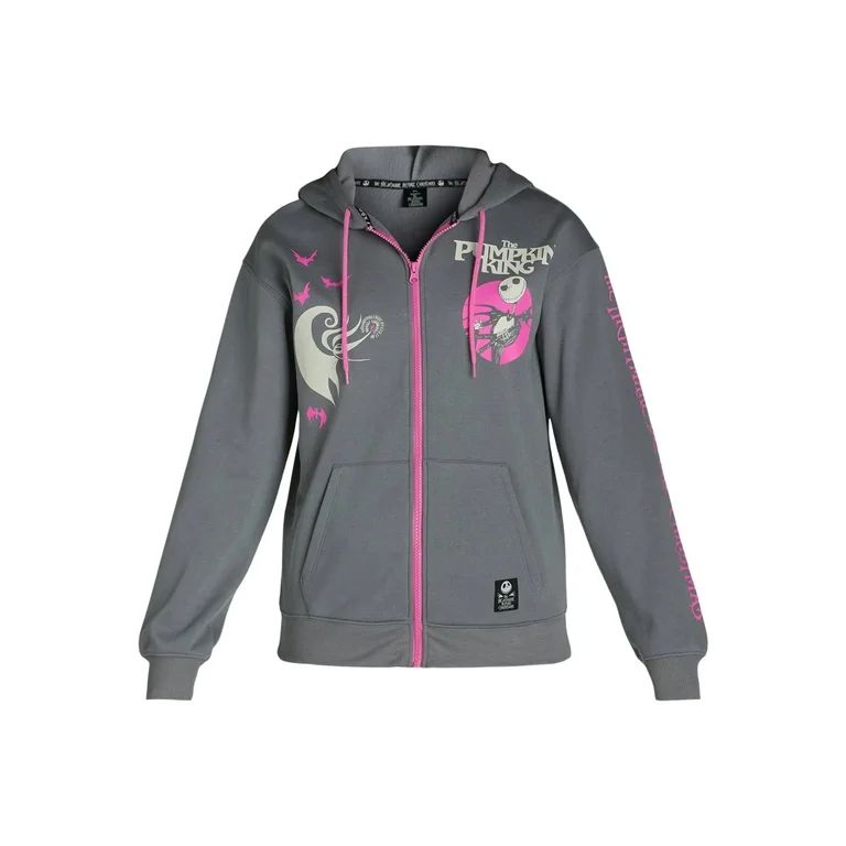 Nightmare Before Christmas Women’s Graphic Print Zip Hoodie, Sizes XXS-XXL - Walmart.com | Walmart (US)