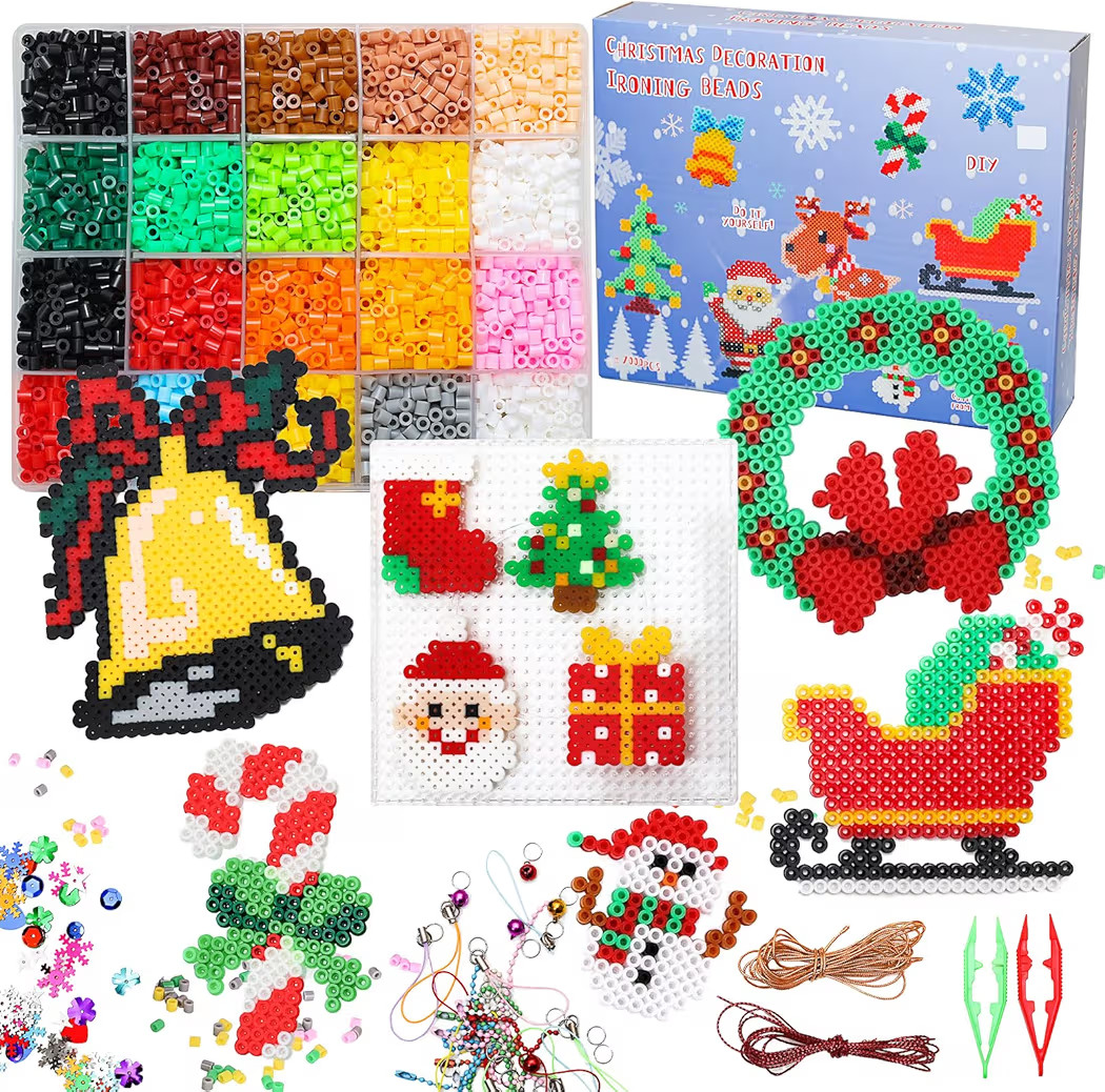 LULUETPUE Christmas Fuse Beads Kit, 7000PC 5MM Melty Beads Set, Iron Melting Bead Craft Kit with ... | Amazon (US)