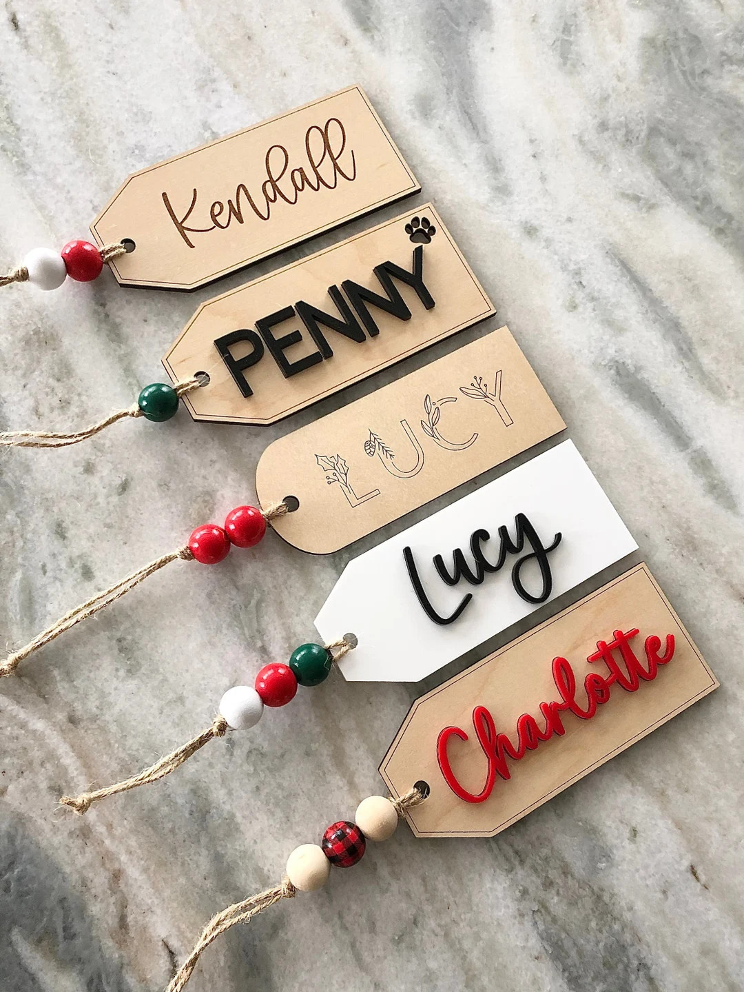 Custom Wood Stocking Tag Name Stocking Tag 3D Wood Personalized Name Stocking Tag Christmas Tree ... | Etsy (US)