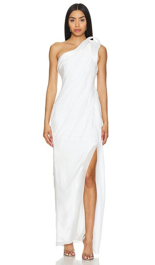 Toga Draped Gown in White | Revolve Clothing (Global)