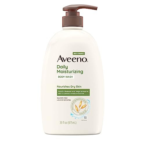 Aveeno Daily Moisturizing Body Wash, Body Wash for Dry Skin with Soothing Oat, Creamy Shower Cleanser, Gentle, Soap-Free and Dye-Free, Lightly Scented Body Wash, 33 FL OZ | Amazon (US)