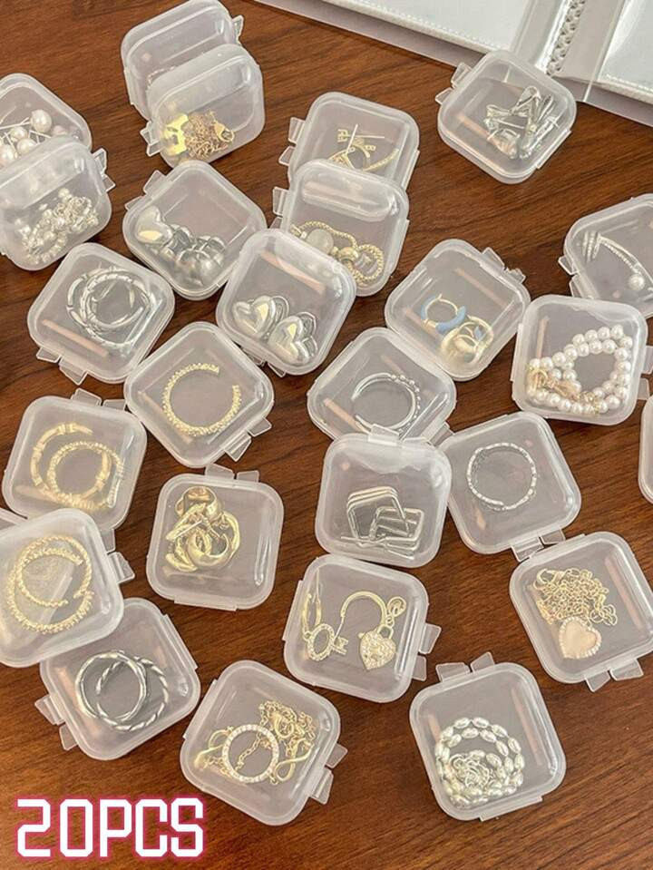 10/20pcs Transparent Portable Jewelry Storage Box, High-Capacity Dust-Proof Necklace Earring Orga... | SHEIN