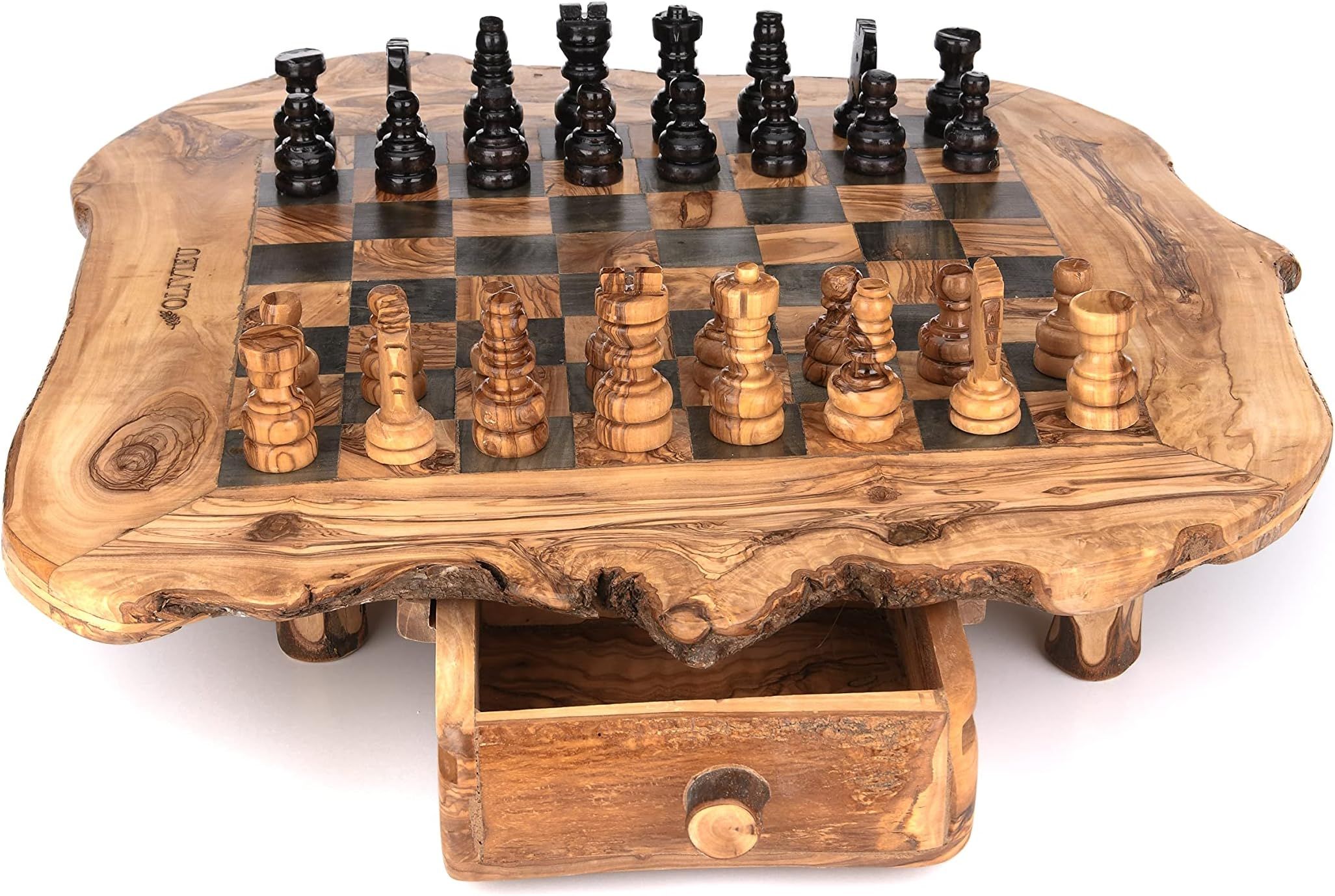 OLIVIEU ~ Handcrafted Olive Wood Chess Board ~ 20 inches ~ Chess Set Wood ~ Luxury Chess Set ~ Durab | Amazon (US)