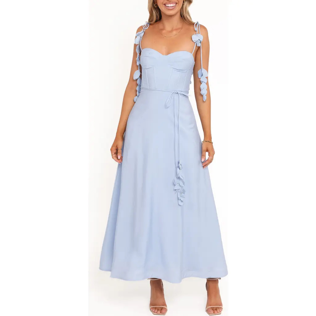 Petal & Pup Della Seamed Bodice Midi Dress in Pale Blue at Nordstrom, Size Large | Nordstrom