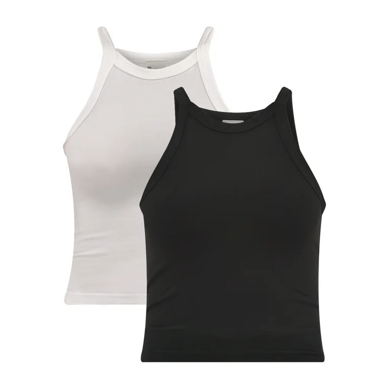No Boundaries Seamless High Neck Tank Top, 2-Pack, Women's | Walmart (US)