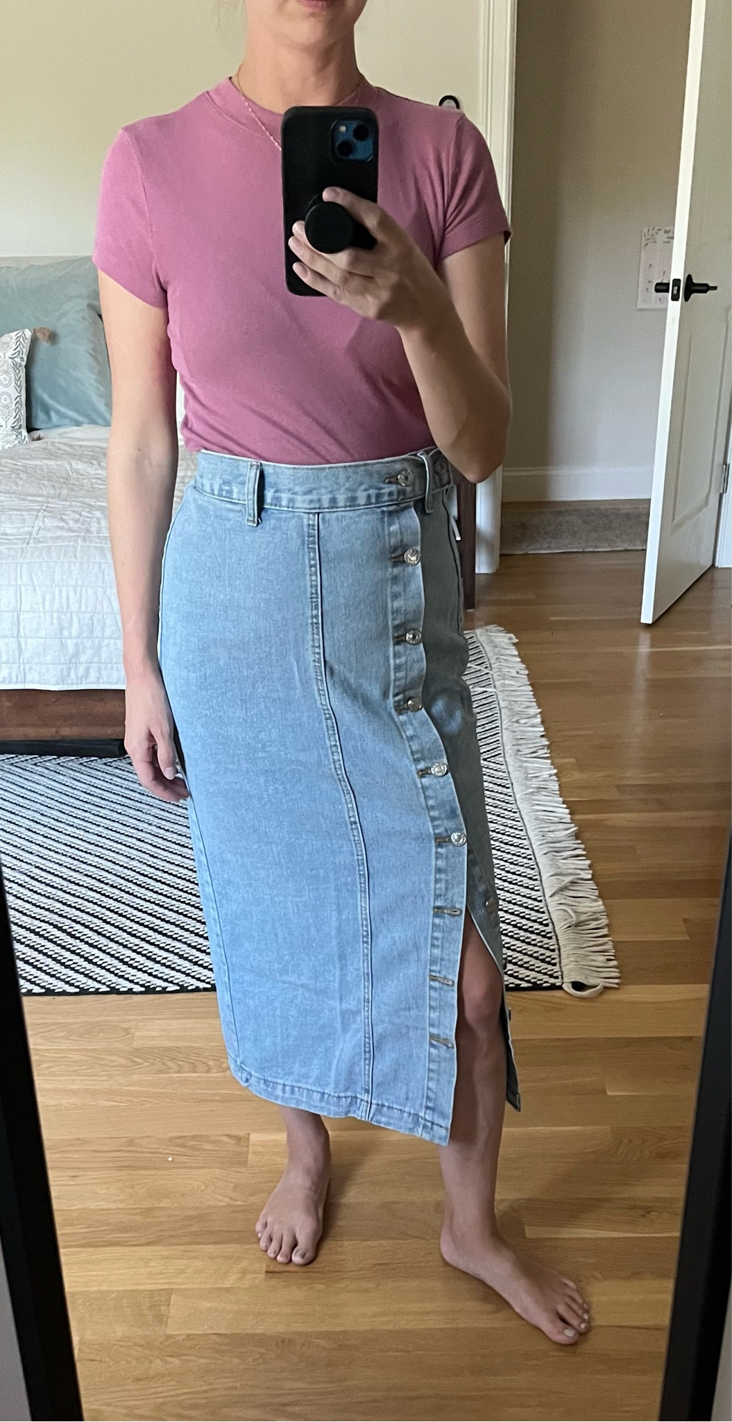 High waisted jean skirt with buttons 

#LTKfindsunder50