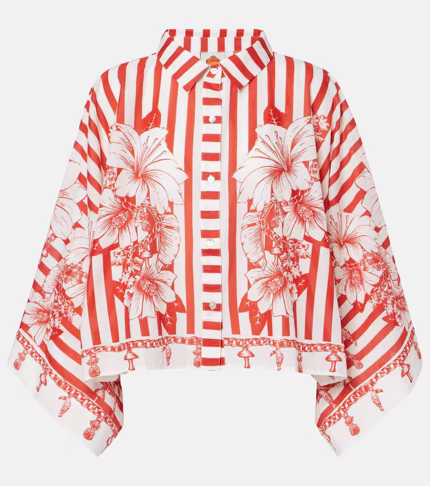 Farm Rio Floral Chains cropped cotton shirt | Mytheresa (US/CA)