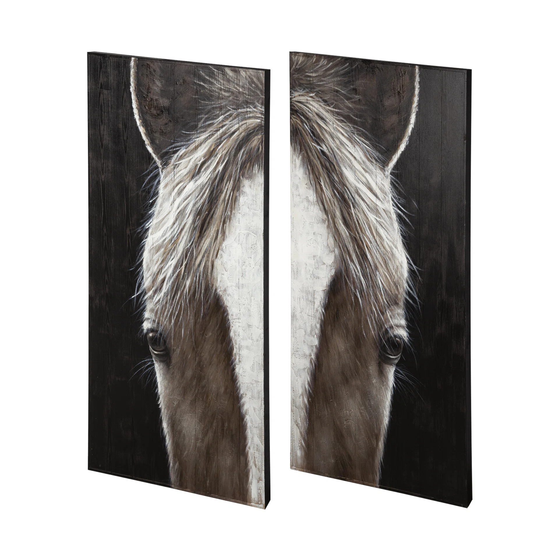 Gracie Oaks Equus Horse Diptych - 2 Piece Oil Painting on Wood & Reviews | Wayfair | Wayfair North America