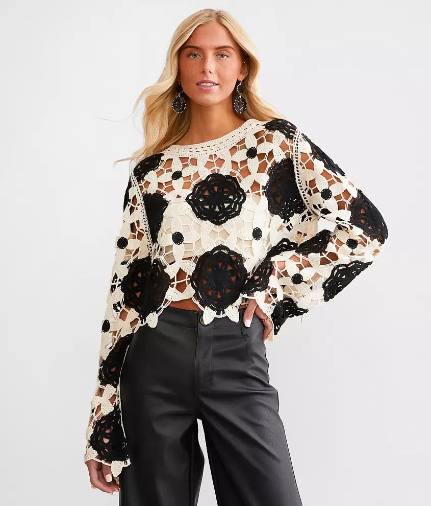 EB Luxe Crochet Cropped Sweater | Buckle