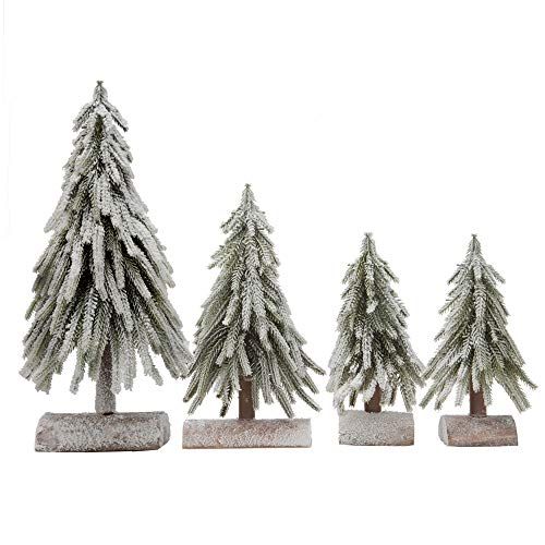 VGIA 4pcs Mini Christmas Trees Separate Spray Snow Christmas Trees with Wooden Bases | Amazon (US)