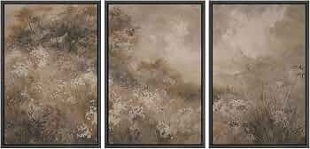 SIGNFORD Framed Canvas Print Wall Art Set Neutral Botanical Meadow Landscape Earth Tone Nature Il... | Amazon (US)