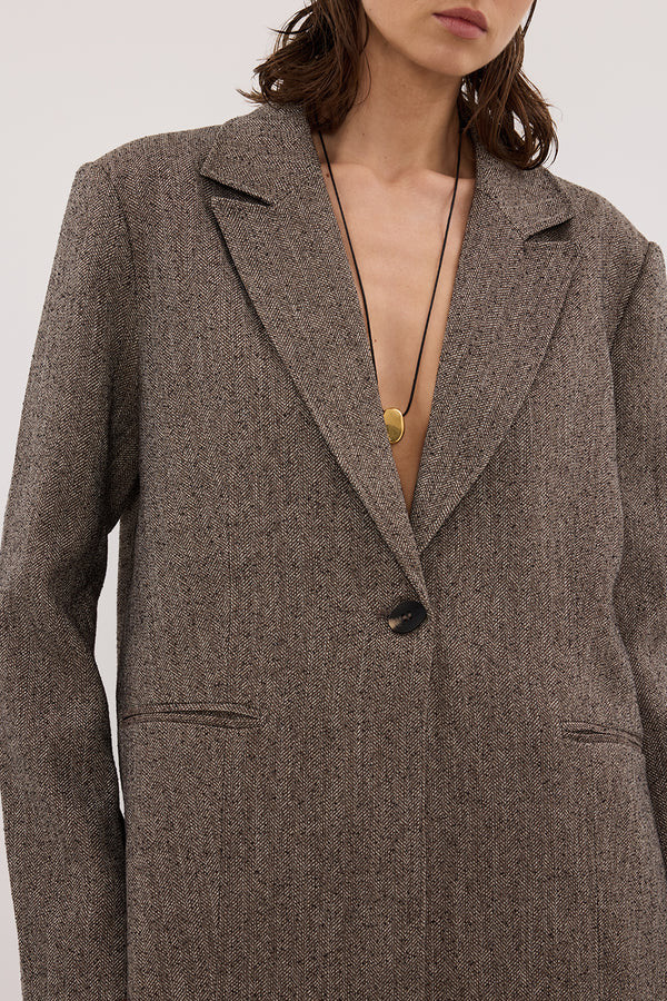 FRANKIE CHOC OVERSIZED TWEED BOYFRIEND BLAZER | DISSH