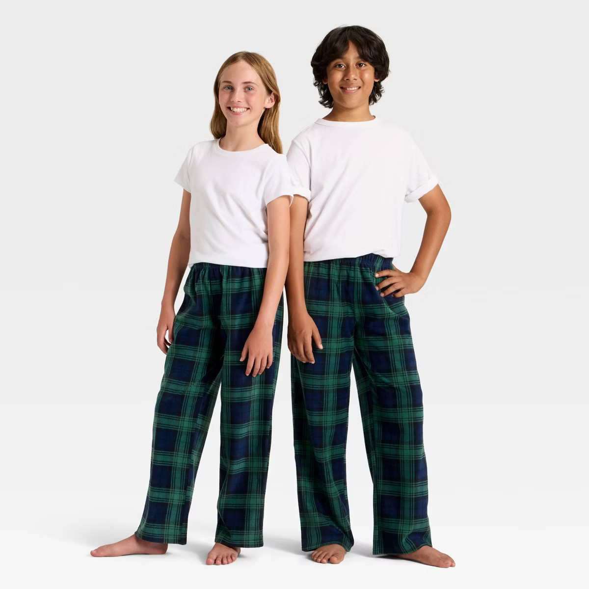 Kids' Plaid Microfleece Holiday Matching Family Pajama Pants - Wondershop™ Navy Blue | Target