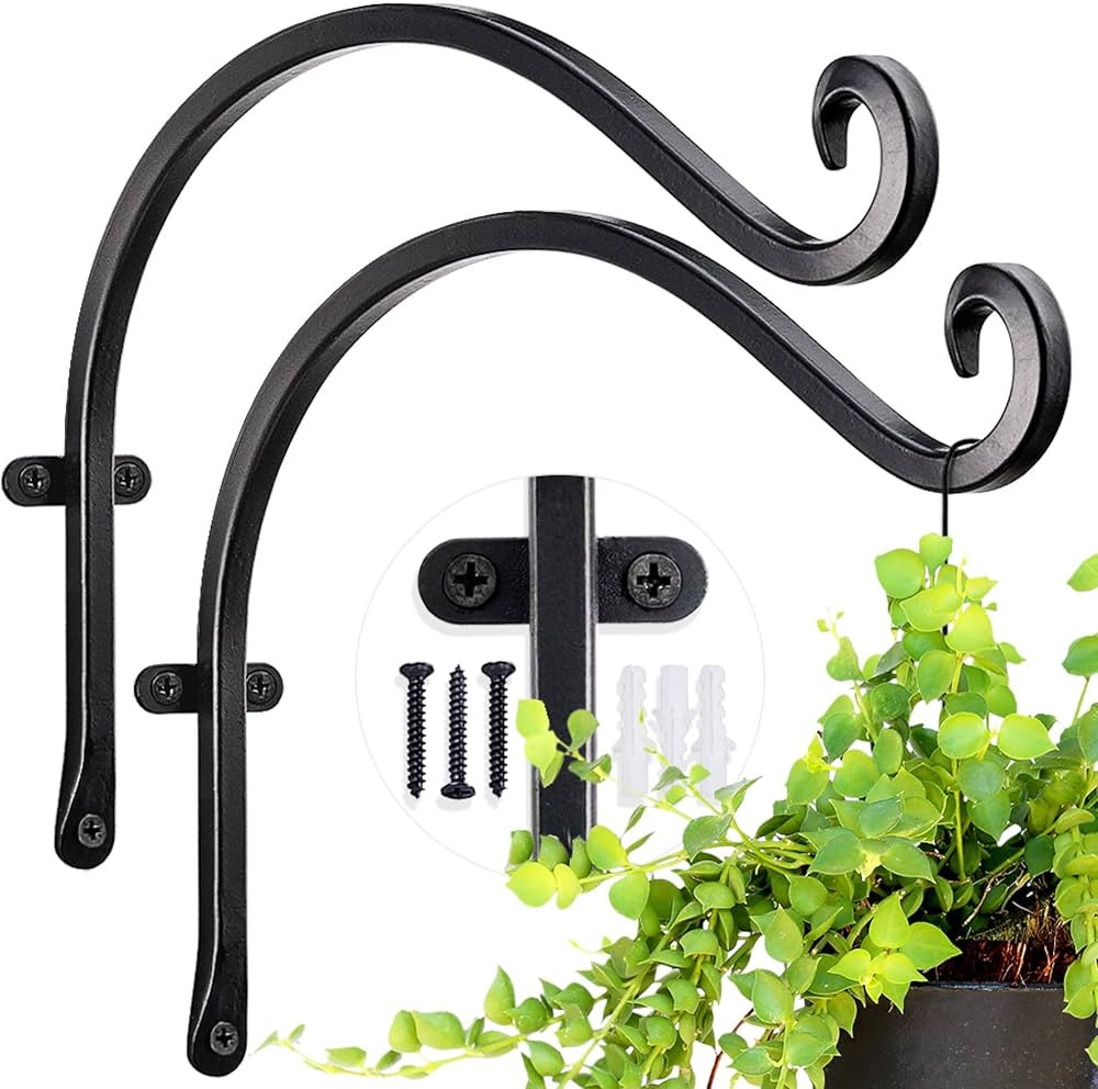 AJART Hanging Plant Hanger Outdoor: 12-Inch Bird Feeder Wall Hooks - Rust-Resistant Plant Bracket... | Amazon (US)
