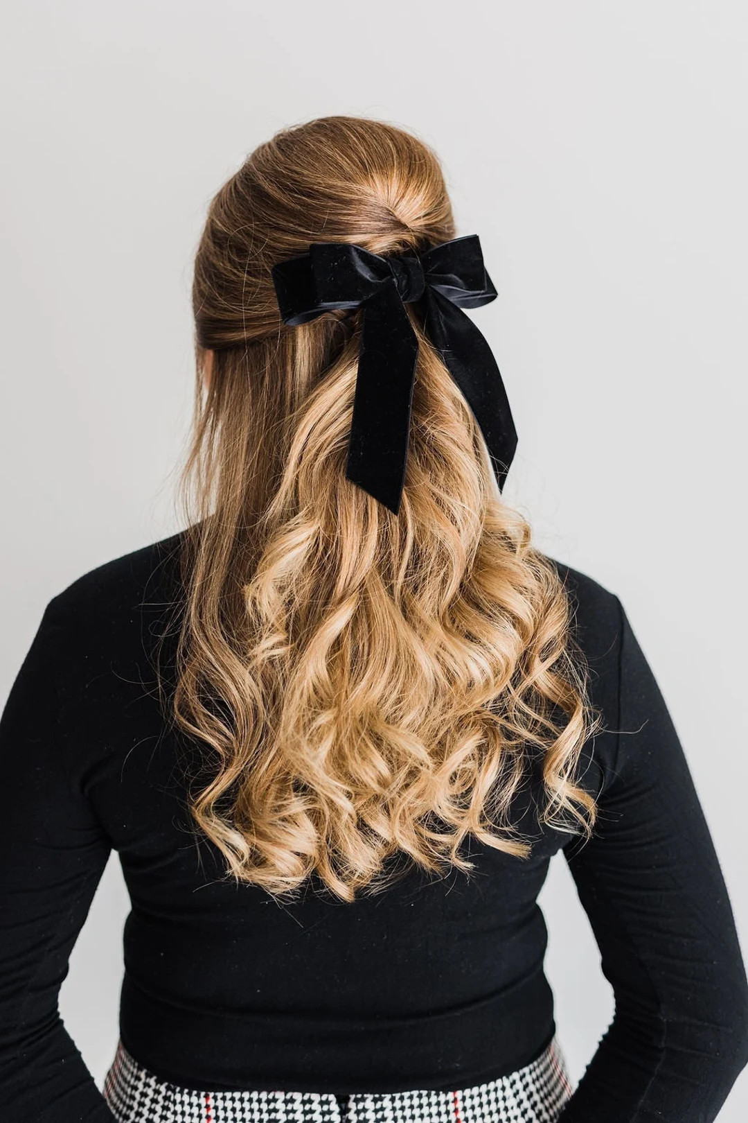 Black Velvet Hair Bow Short Tail French Barrette, Bow Clip | Grace & Grandeur Judy Short Bow | Etsy (US)