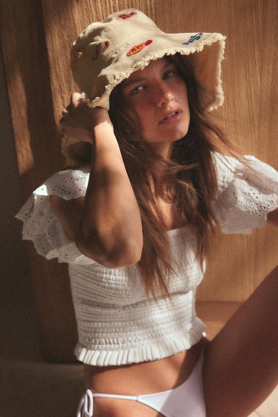 EMBROIDERED FISH BUCKET HAT | Zara US