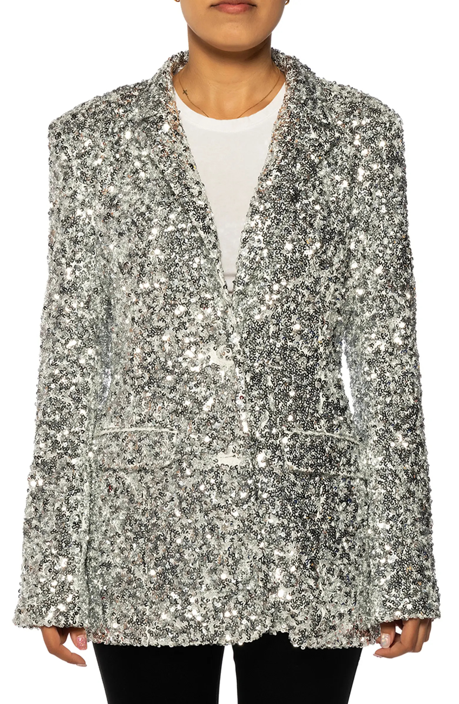 AZALEA WANG Isa Sequin Notch Lapel Blazer | Nordstrom | Nordstrom