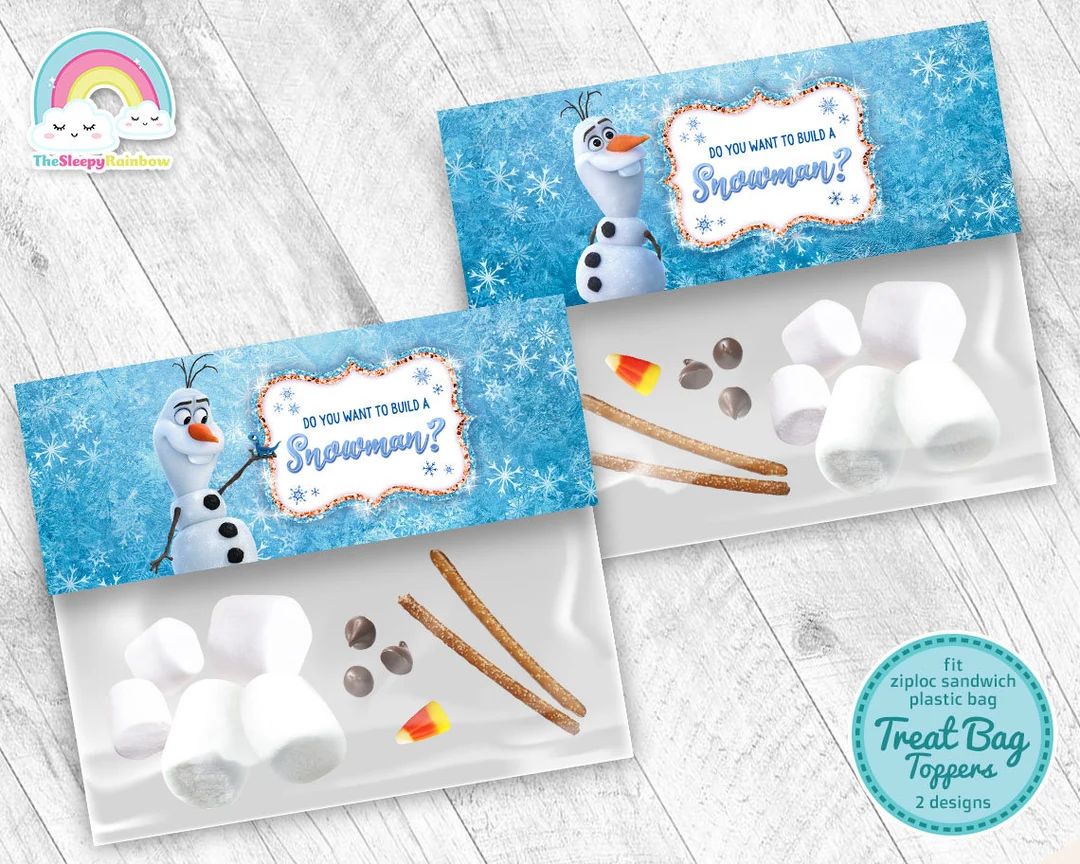 Olaf Frozen Do You Wanna Build a Snowman Birthday Party Treats Bag Label Olaf Favor Frozen Plasti... | Etsy (US)
