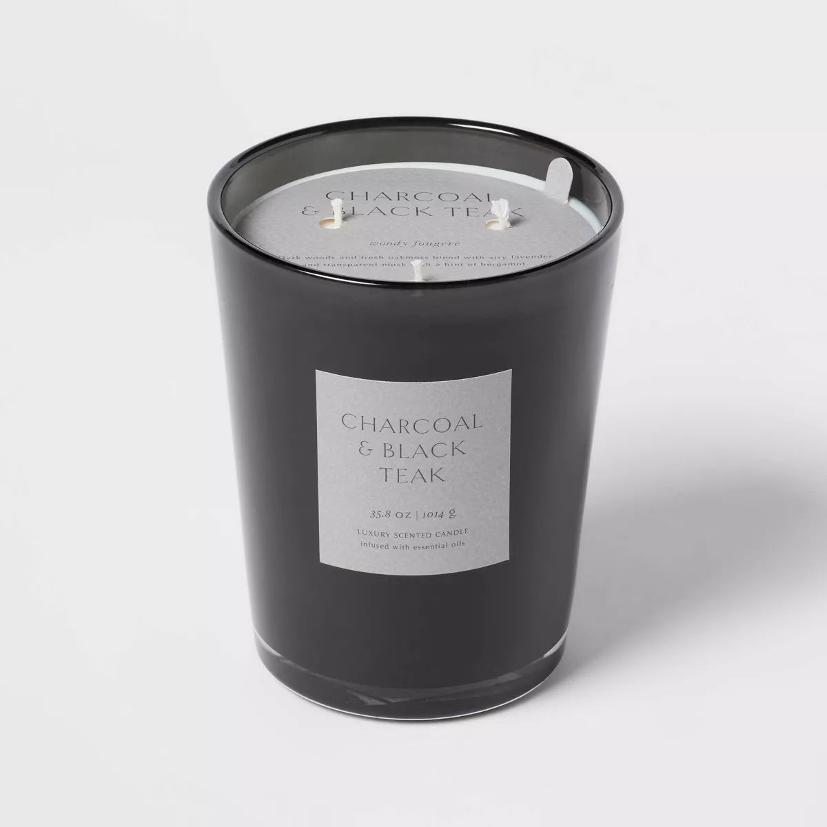 Colored Vase Glass with Dustcover & Black Teak Candle Black - Threshold™ | Target