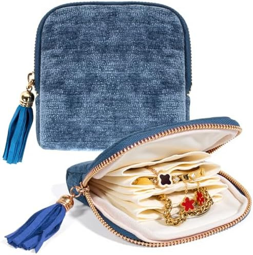 LETGO Small Travel Jewelry Case,Travel Gifts for Women,Jewelry Pouch Bags with Zipper,Velvet Jewe... | Amazon (US)