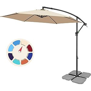 SMLIXE 10FT Patio Umbrella Outdoor Cantilever Umbrella Offset, Large Hanging Market Umbrella w/Crank | Amazon (US)