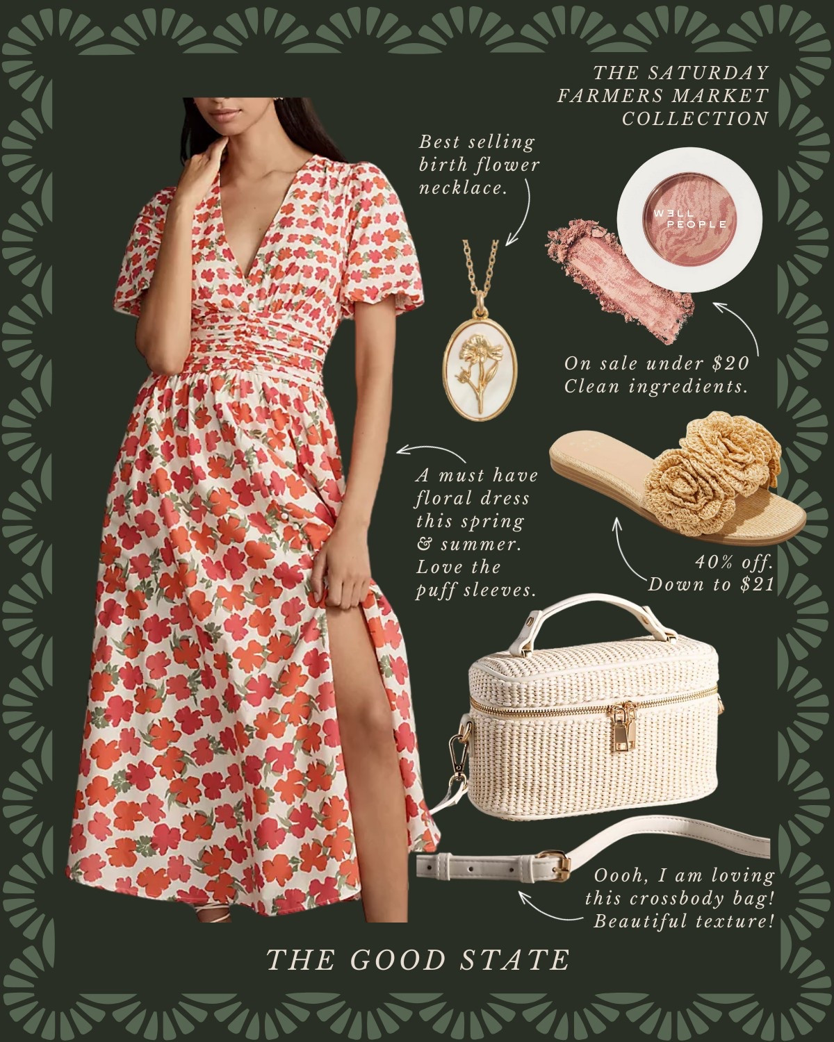 This is for the Farmers Market girlies living their best life while soaking up the warm, golden morning light and embracing the cool breeze Spring has to offer. For the ones with an iced latte in one hand, a buttery croissant in the other, and fresh flowers overflowing from their favorite market tote. This is for the early risers who love all things floral and gingham, their trusty ball cap (or chic sun hat) and the ease of a springtime dress. For the ones who savor slow mornings, midday naps and sunset picnics. This is your season to thrive🥖☀️🧺

Anthropologie , Anthro, Amazon, Quince, mini dress, maxi dress denim jacket, chore coat, earring, socks, beauty, sunglasses, spring outfit, spring fashion, tote bag, purse, woven purse, spring break, bandanna, scarf, quilted jacket, the good state, Lauren England, gola sneakers, clutch vacation outfit, hoop, earrings, American Eagle, target target fashion, target style sneakers, veja, mini dress, floral dress, wedding guest, dress, Easter, vacation, outfit, ootd, butter yellow, Mother’s Day outfit, Mother’s Day gift, farmers market, dillards, nordstrom 

#LTKSaleAlert #LTKStyleTip #LTKFindsUnder100