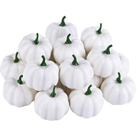 vensovo White Foam 2 Inch Mini Pumpkins for Decorating - 16PCS Small Plastic Pumpkins Bulk for Fa... | Amazon (US)