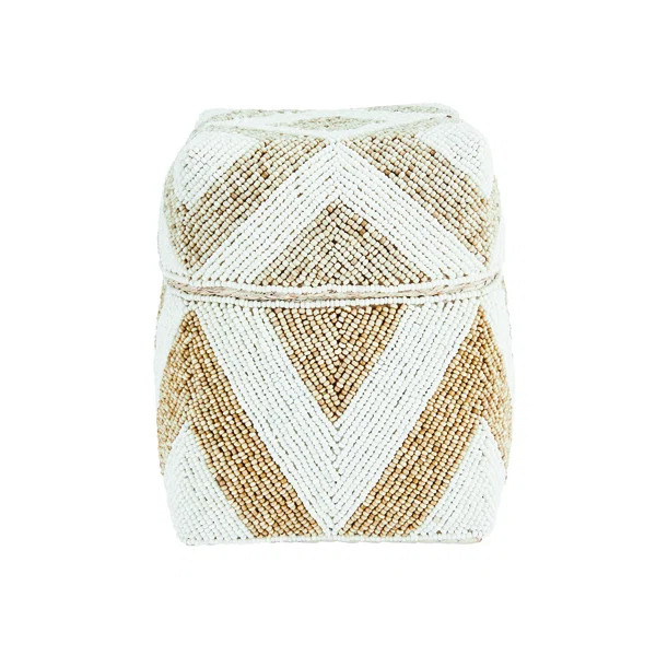Diamond Pattern Beaded Solid Wood Basket | Wayfair North America
