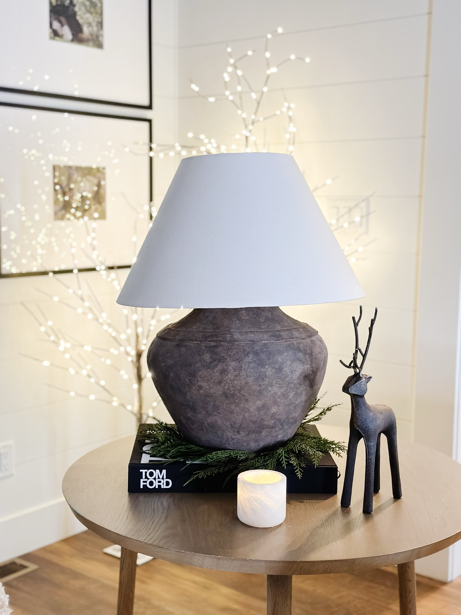 Holiday Side Table
I added a mini wreath under the lamp and love the holiday touch!  

#LTKHoliday #LTKHome