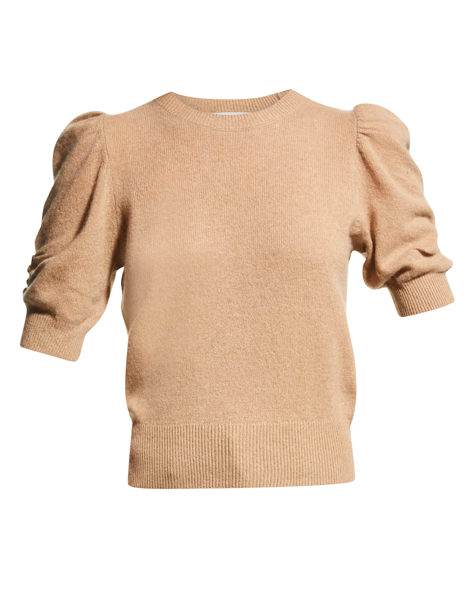 FRAME Frankie Cashmere/Wool Puff-Sleeve Crewneck Sweater | Neiman Marcus