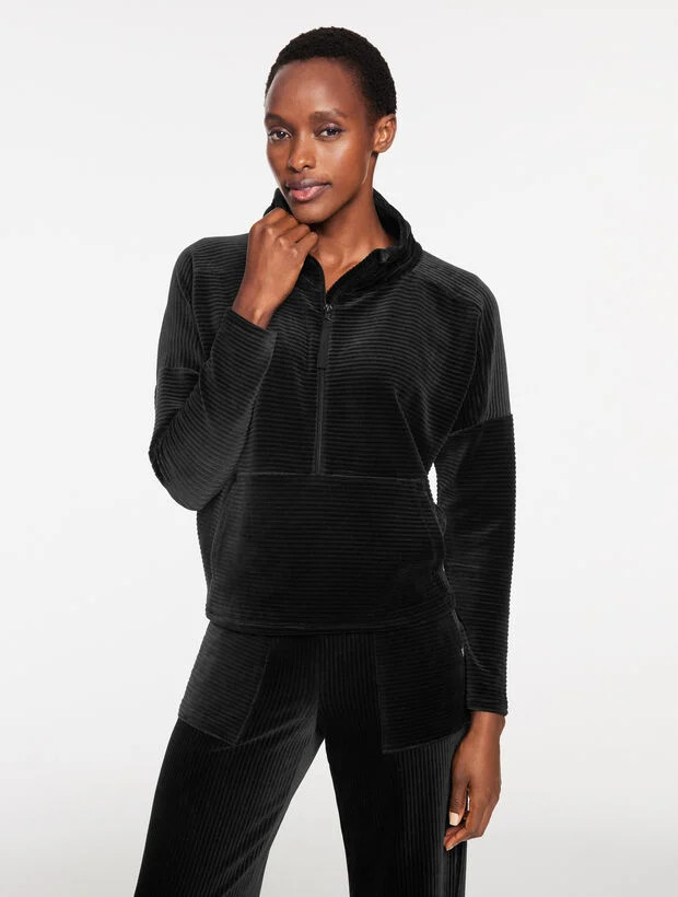 Sky Lounge Velour Half-Zip Pullover | Talbots